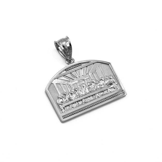 White Gold Last Supper Pendant Necklace