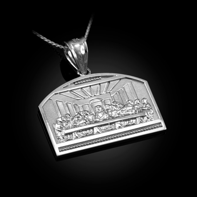 White Gold Last Supper Pendant Necklace