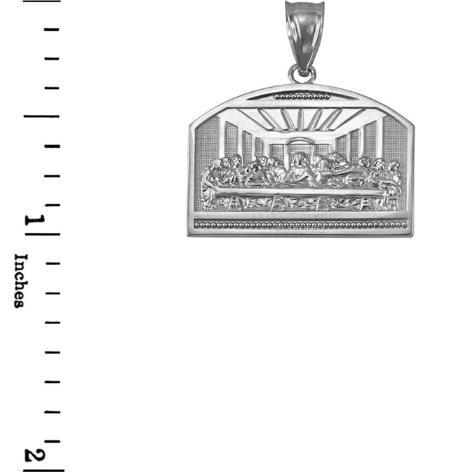 White Gold Last Supper Pendant Necklace