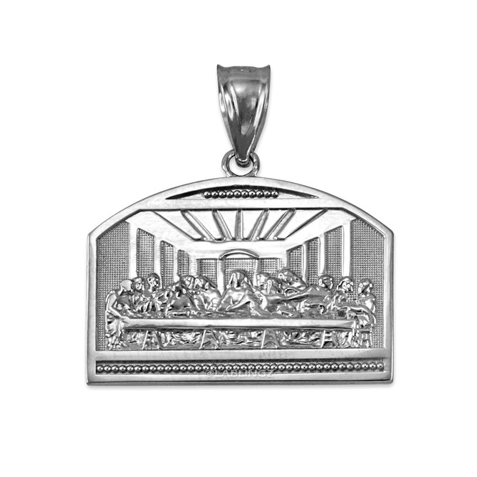 White Gold Last Supper Pendant Necklace