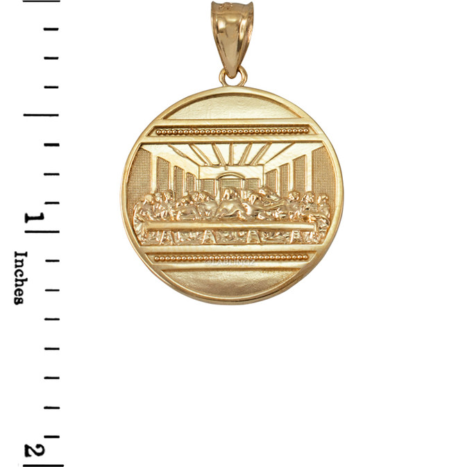 Yellow Gold Last Supper Medallion Pendant Necklace