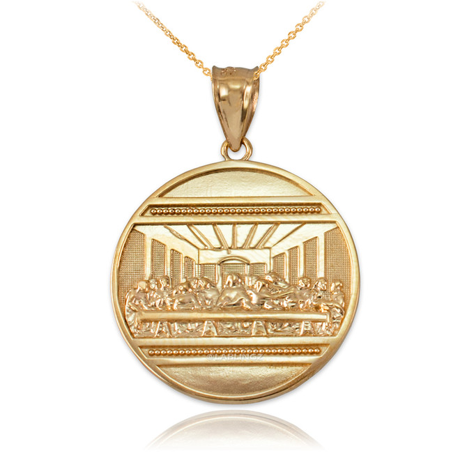 Yellow Gold Last Supper Medallion Pendant Necklace
