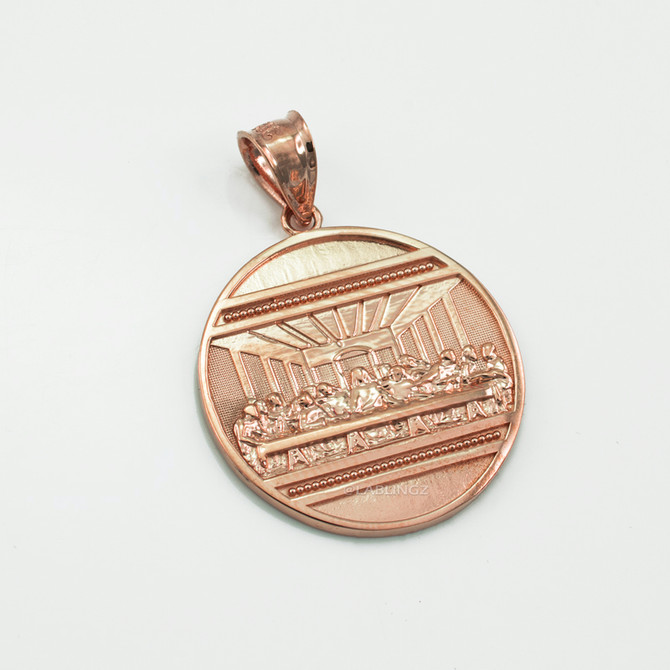 Rose Gold Last Supper Medallion Pendant Necklace