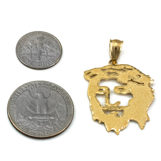 Yellow Gold Jesus Face DC Pendant (S/L)