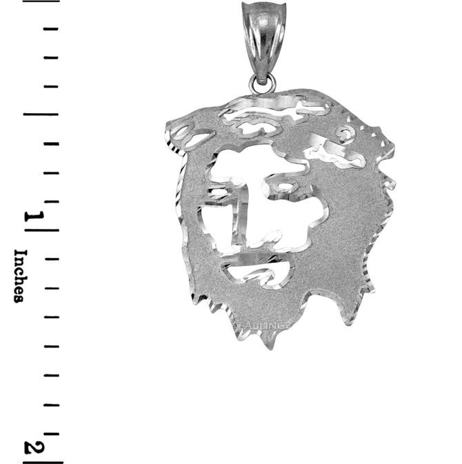 White Gold Jesus Face DC Pendant (S/L)