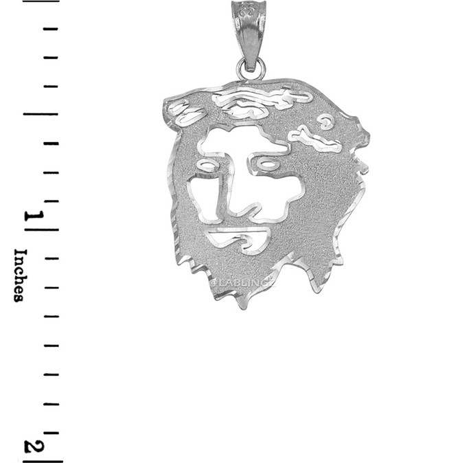 White Gold Jesus Face DC Pendant (S/L)