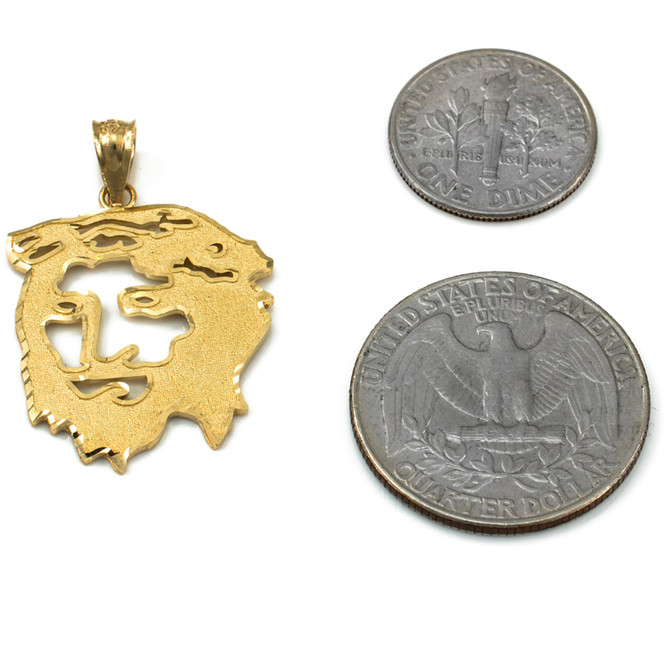 Yellow Gold  Jesus Face DC Charm Necklace.