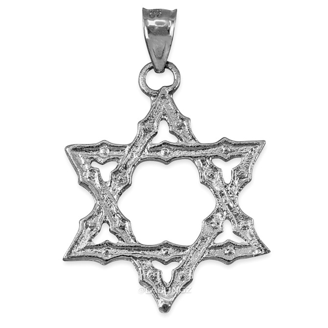 White Gold Jewish Star of David Reversible Pendant