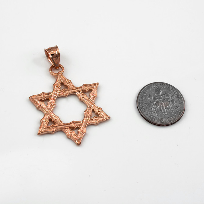 Rose Gold Jewish Star of David Reversible Pendant