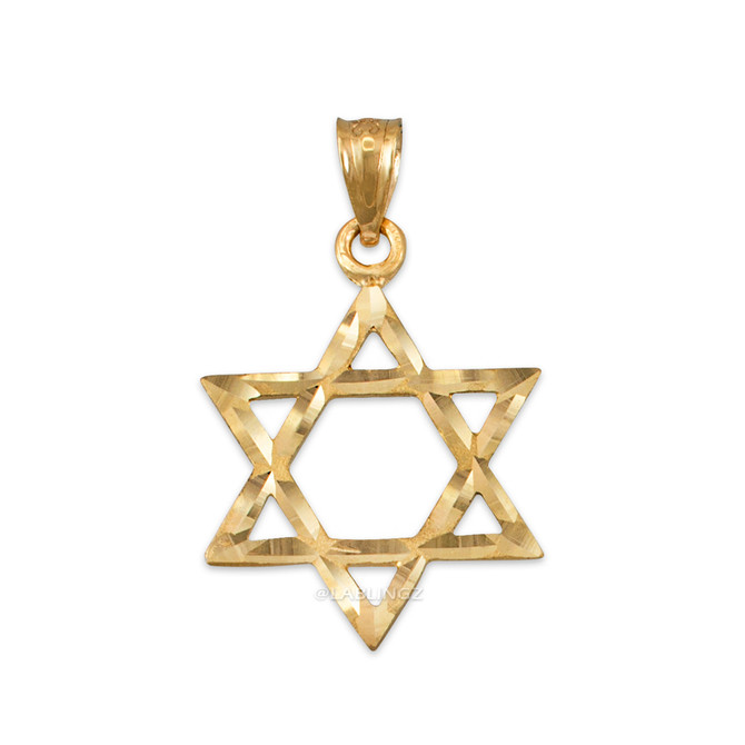 Yellow Gold Jewish Star of David DC Charm Necklace