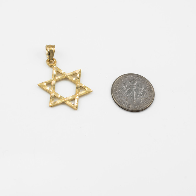 Yellow Gold Jewish Star of David DC Charm Necklace