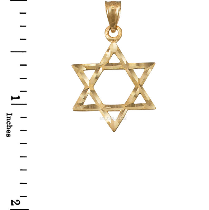 Yellow Gold Jewish Star of David DC Charm Necklace