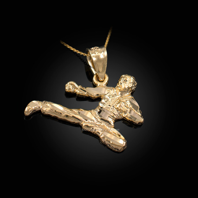 Yellow Gold Karate Kick DC Charm Necklace