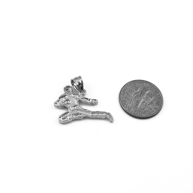 White Gold Karate Kick DC Charm Necklace
