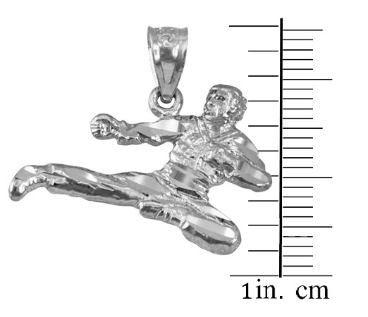 White Gold Karate Kick DC Charm Necklace