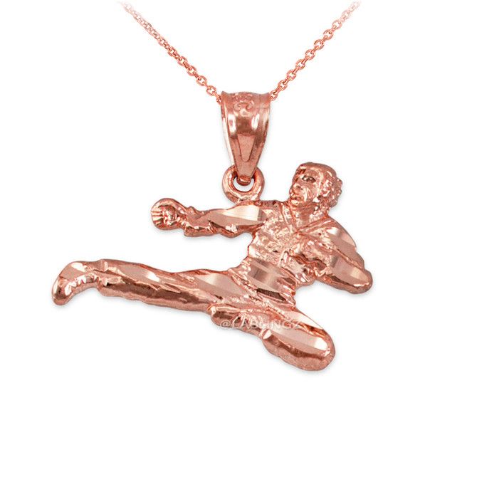 Rose Gold Karate Kick DC Charm Necklace