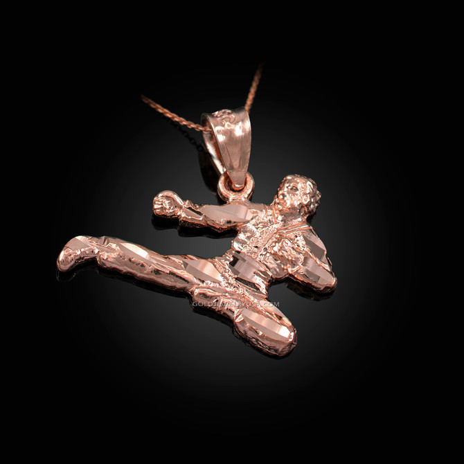 Rose Gold Karate Kick DC Charm Necklace