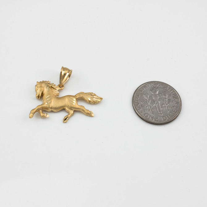 Yellow Gold Horse Satin DC Charm Necklace