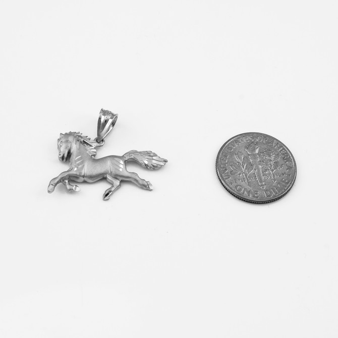 White Gold Horse Satin DC Charm Necklace