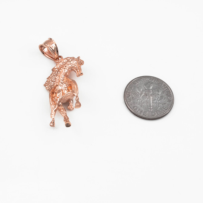 Rose Gold Stallion Horse Satin DC Pendant Necklace