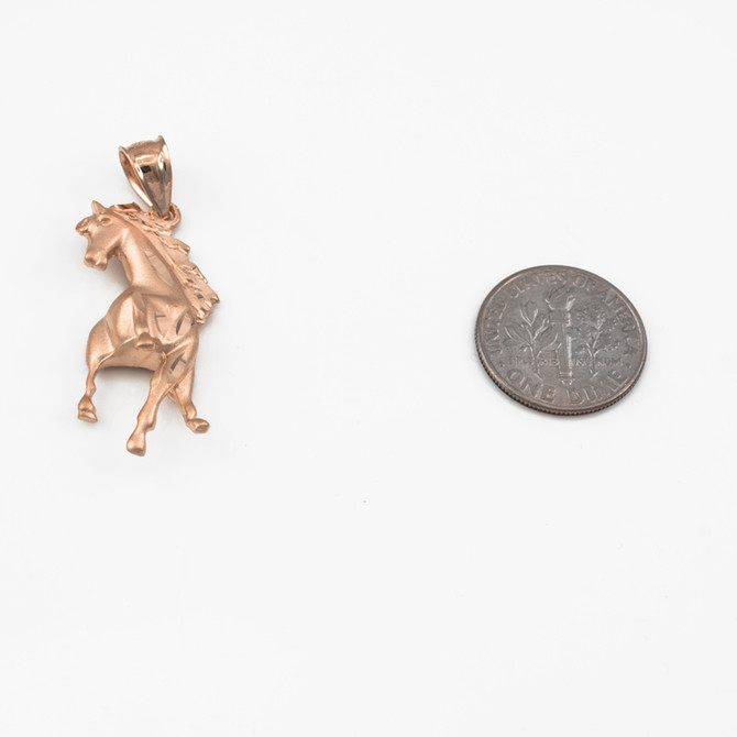 Rose Gold Stallion Horse Satin DC Pendant Necklace