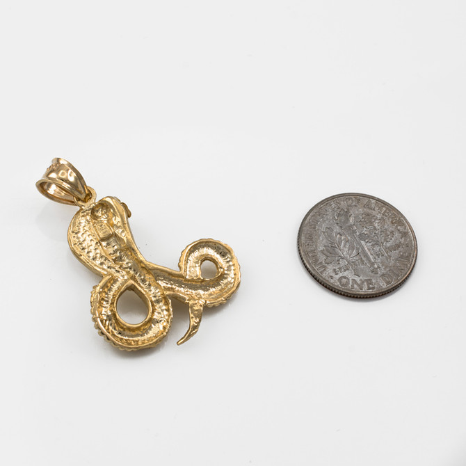 Yellow Gold Cobra Snake Satin DC Pendant