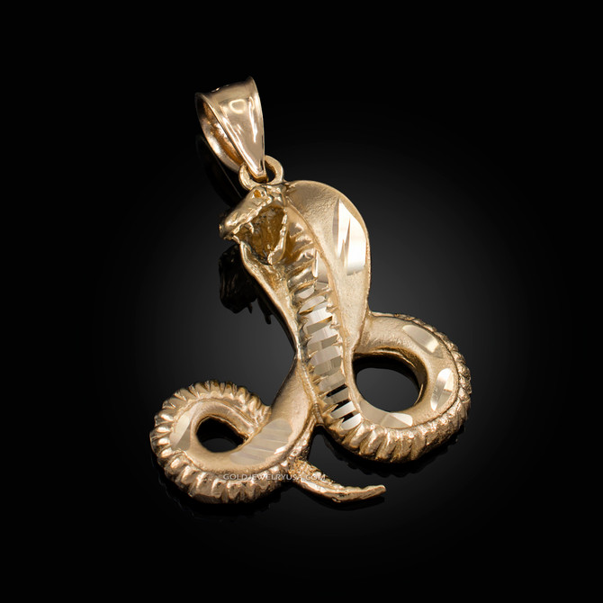 Yellow Gold Cobra Snake Satin DC Pendant