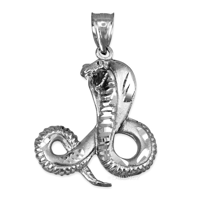 White Gold Cobra Snake Satin DC Pendant