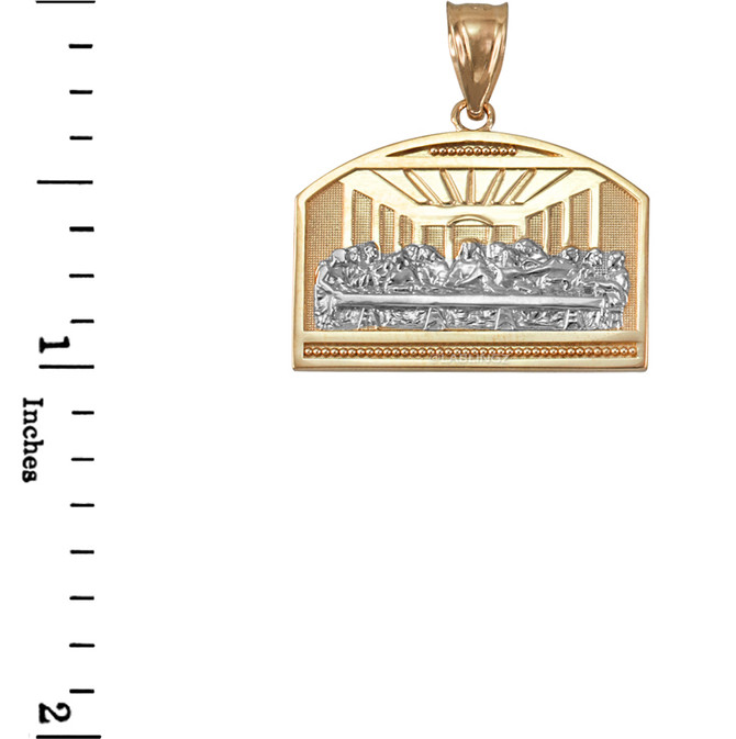 Two-Tone Gold Last Supper Pendant Necklace
