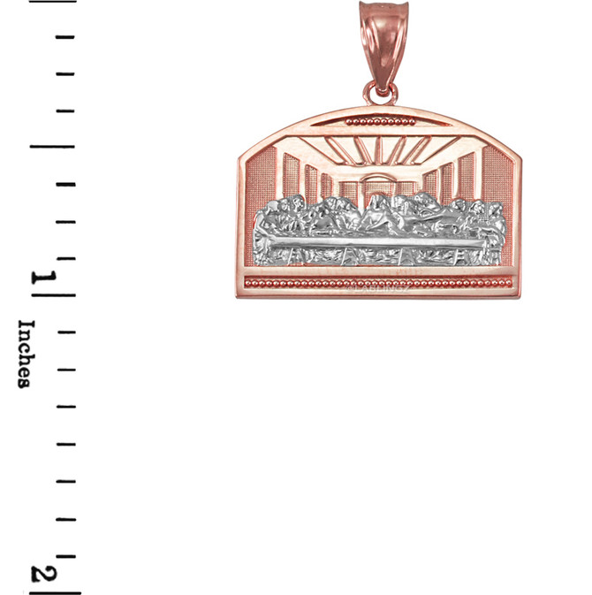 Two-Tone Rose Gold Last Supper Pendant Necklace