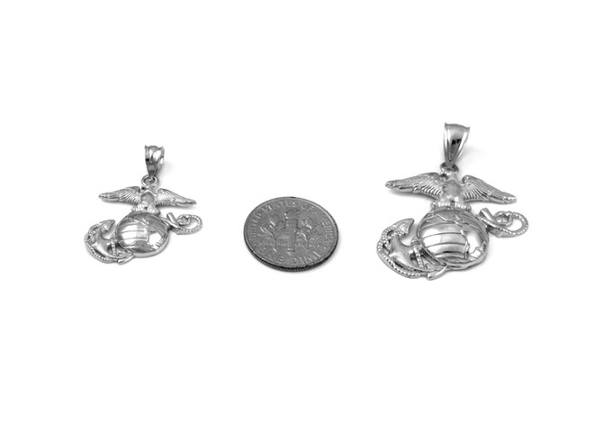 White Gold US Marine Corps USMC Pendant (S/L)