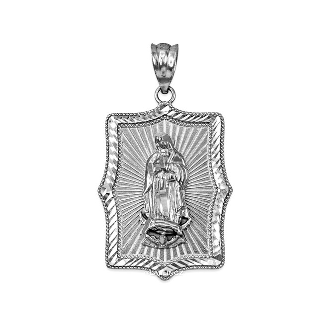 Virgin Mary White Gold DC Pendant Necklace