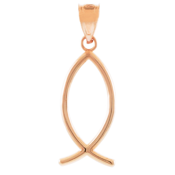 Rose Gold Ichthus (Fish) Vertical Pendant