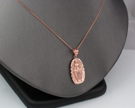 Rose Gold  Virgin Mary DC Pendant Necklace