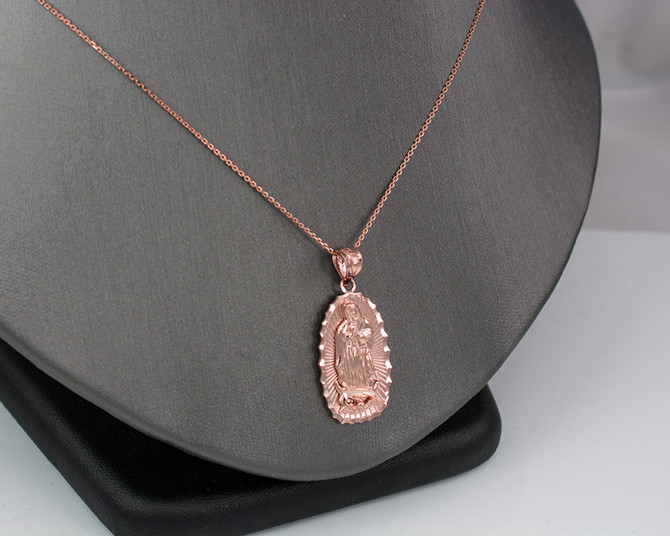 Rose Gold Virgin Mary DC Pendant Necklace