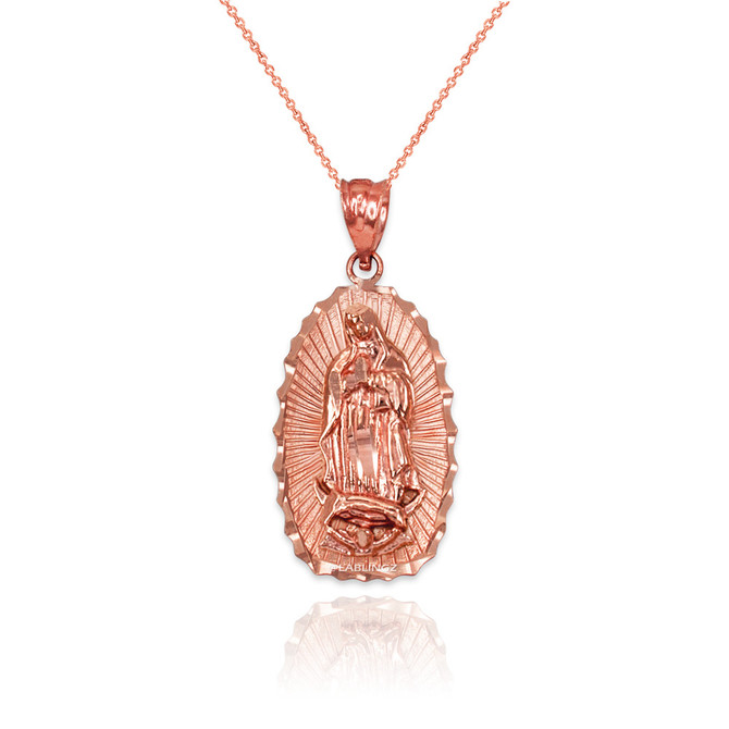 Rose Gold Virgin Mary DC Pendant Necklace