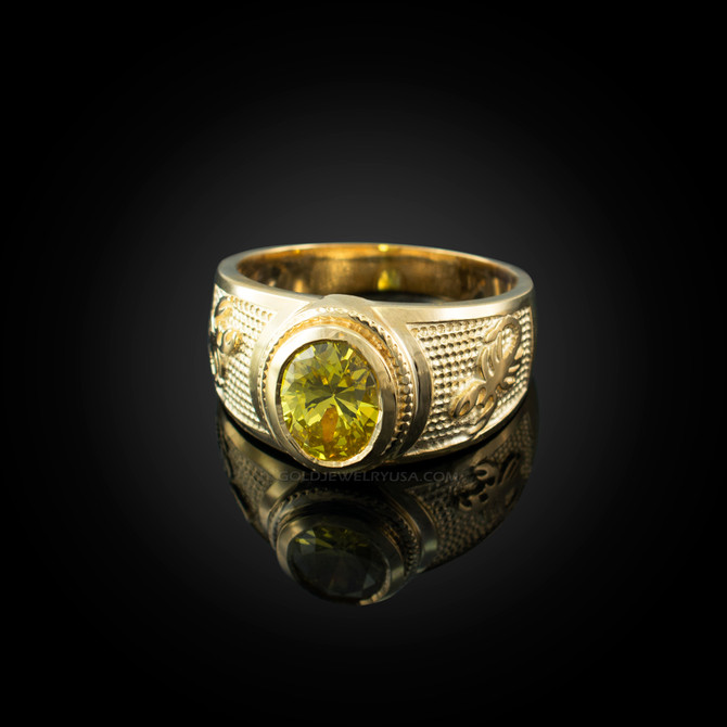 Yellow Gold Scorpio Zodiac Sign November Birthstone Yellow CZ Ring