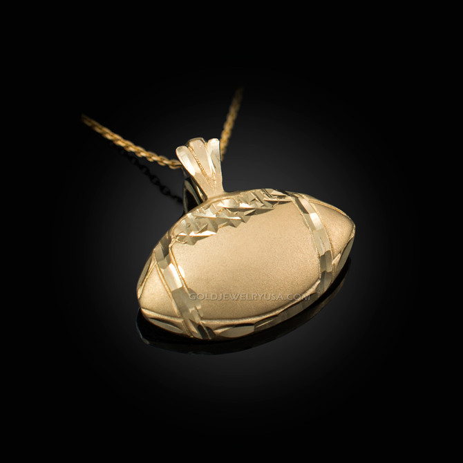 Yellow Gold Satin DC American Football Pendant Necklace