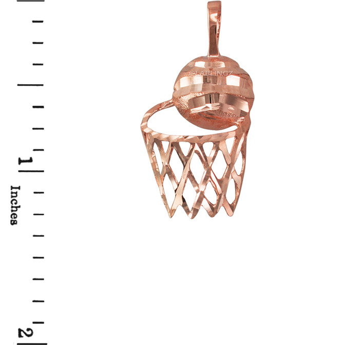 Rose Gold Basketball Hoop DC  Pendant Necklace