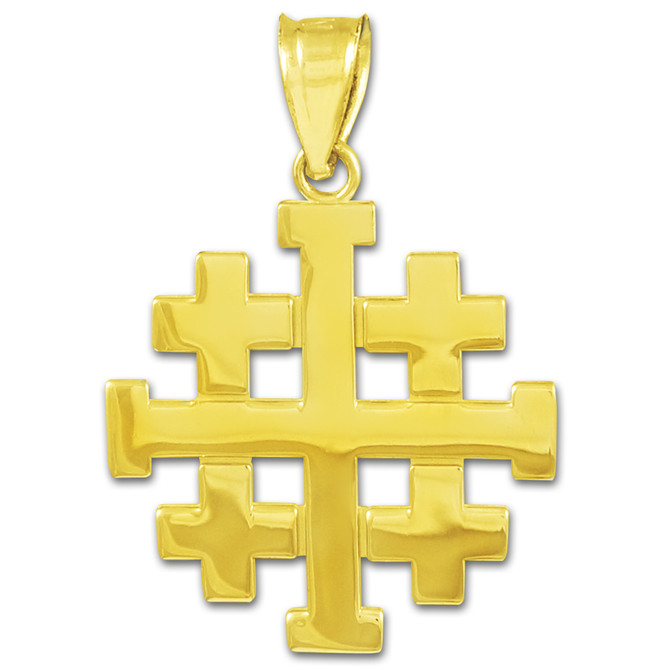 Polished Gold Jerusalem "Crusaders" Cross Pendant