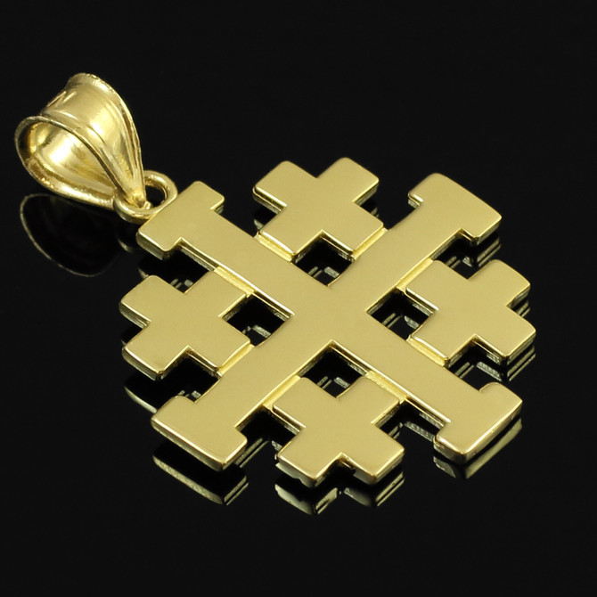 Polished Gold Jerusalem "Crusaders" Cross Pendant