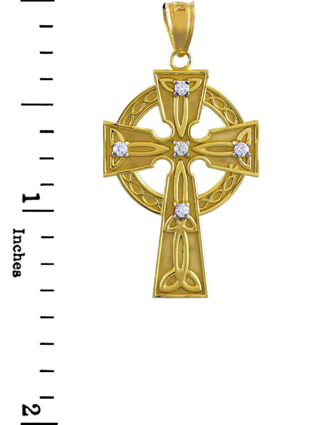 Gold Celtic Trinity Diamond Cross Pendant