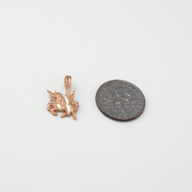 Rose Gold Tiny Flying Unicorn DC Charm Necklace