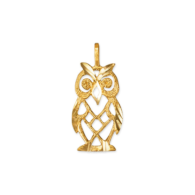 Yellow Gold Owl Filigree DC Charm Necklace