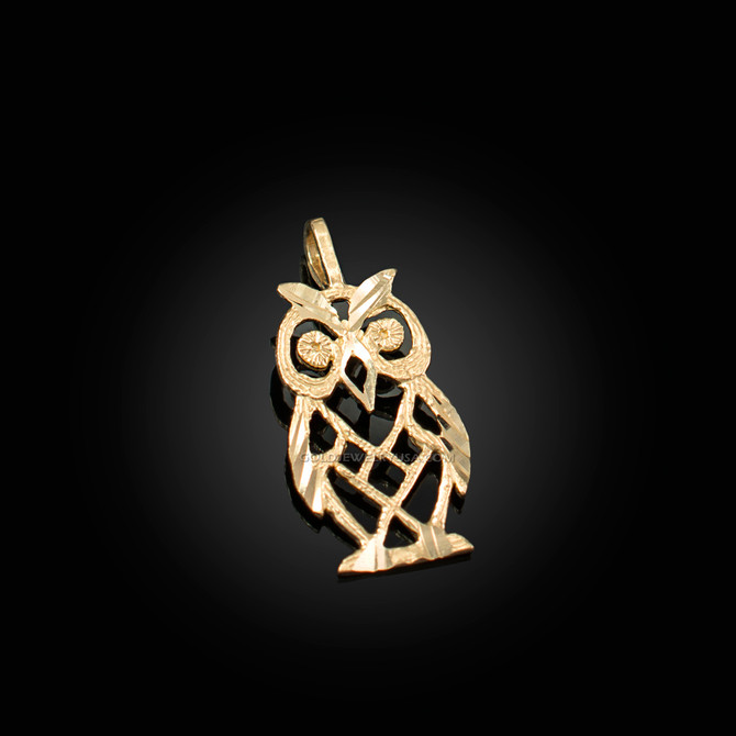 Yellow Gold Owl Filigree DC Charm Necklace