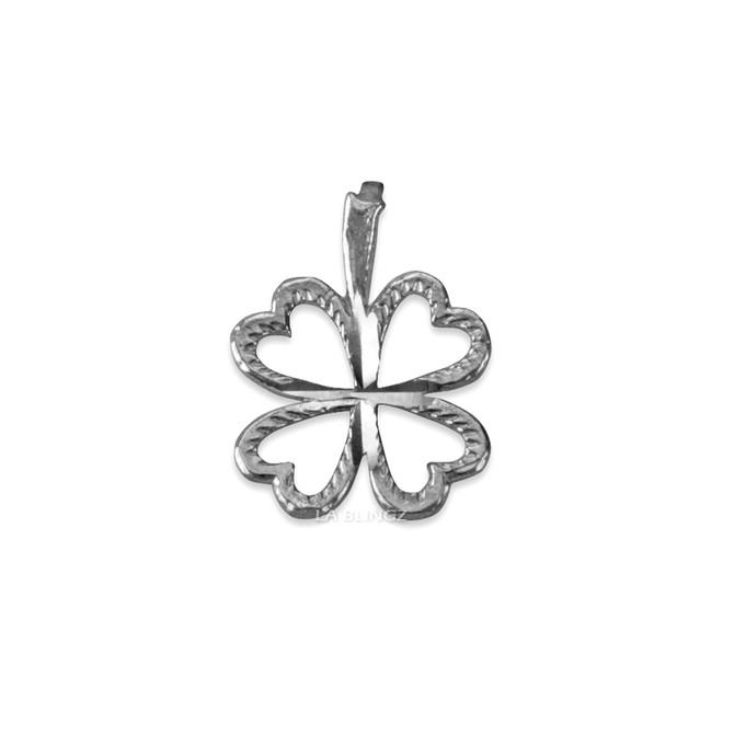 White Gold Tiny Irish Shamrock Clover DC Charm Necklace