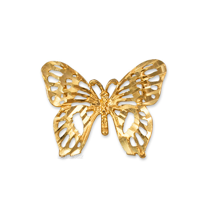 Yellow Gold Butterfly Filigree DC Charm Necklace