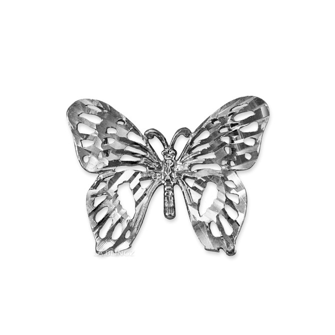 White Gold Butterfly Filigree DC Charm Necklace