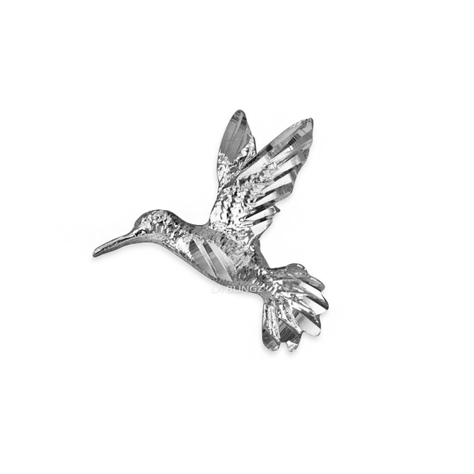 White Gold Flying Hummingbird DC Charm Necklace