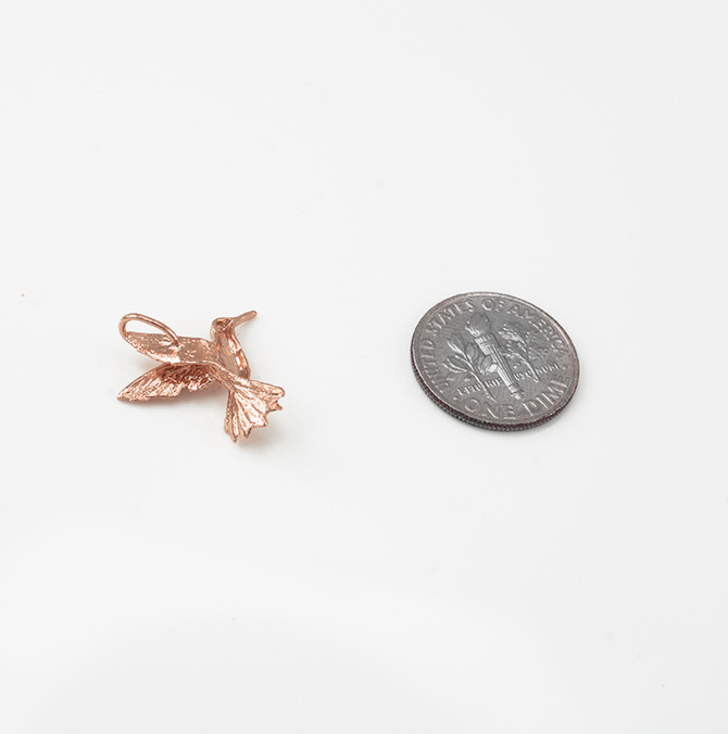 Rose Gold Flying Hummingbird DC Charm Necklace
